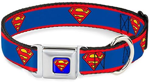 Konkl-dolje sigurnosni pojas za pse - Superman štit / pruga crvena / plava - 1,5 širi - uklapa