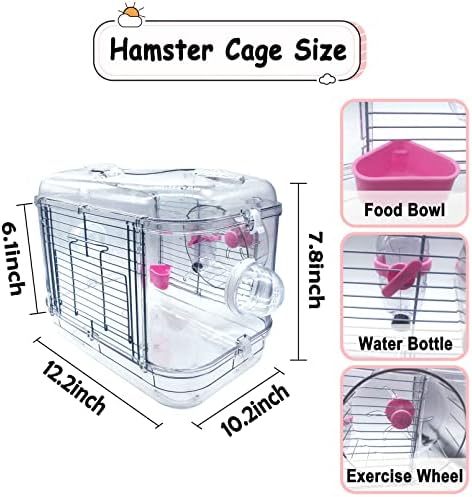 Kathoson Dwarf Hamster Cages i staništa prijenosni hrčci Travel Cage Transparent Gerbils kavezi