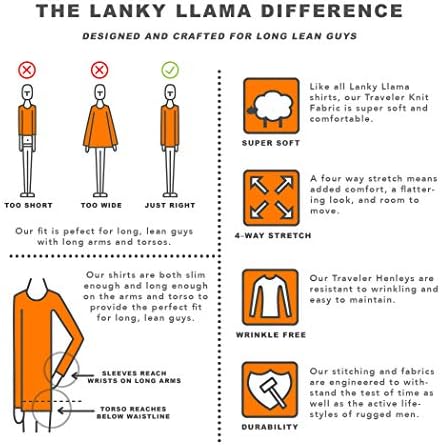 Lanky Llama putnik Dugi rukav Henley | Prikladno za vitki i visoki vitki muškarci
