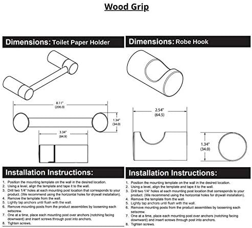 Grip Wood | Elegantni dizajn 4-komadni kupatilo hardverski set hardvera | Sadrži 24 inčni ručnik
