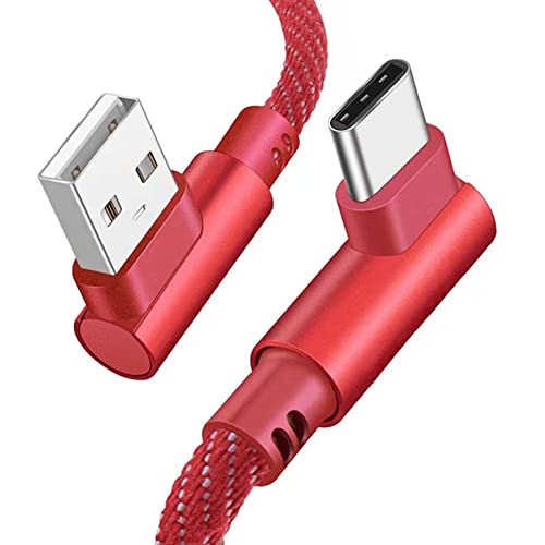 Pravi ugao USB tipa C kabel, dvostruka reverzibilna najlonska pletena pletenica dugačak kabl brz punjenje USB tip A do C Punjač za Samsung Galaxy S8 + / S9 Napomena 8 Plus, Apple MacBook [crveno] [3FT]