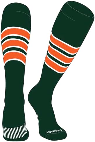 PEAR SOX prugasti OTC bejzbol, Softball, fudbalske čarape šuma zelena, bijela, narandžasta