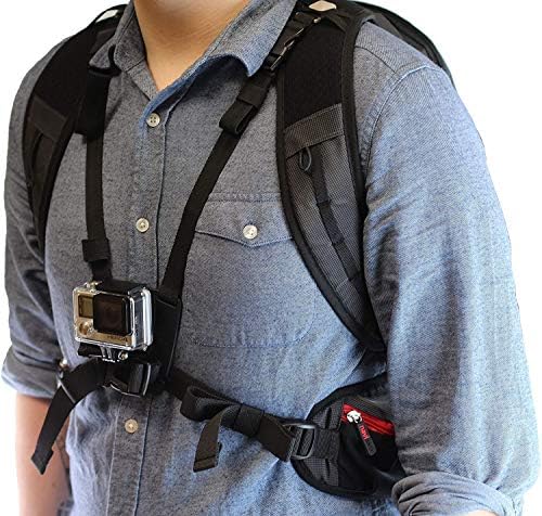 Navitech akcijski ruksak za kameru i crvena kutija za pohranu s integriranim remenom prsa - kompatibilan