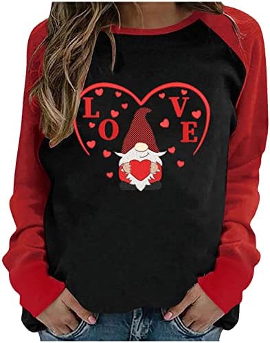 Ženski dan zaljubljenih Tshirt Patuljci vole grafički Crew vrat duksevi dugi rukavi Patchwork pulover Tee Top
