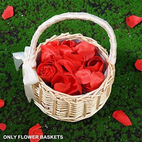 XJJZS 1kom pletena tkana korpa za cvijeće ručka za vjenčane korpe za djevojke dekoracija Doma vrta