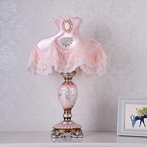 SDFDSR viktorijanska stilska stolna svjetiljka ružičasta princeza svjetiljka ručno izrađena čipka tkanina