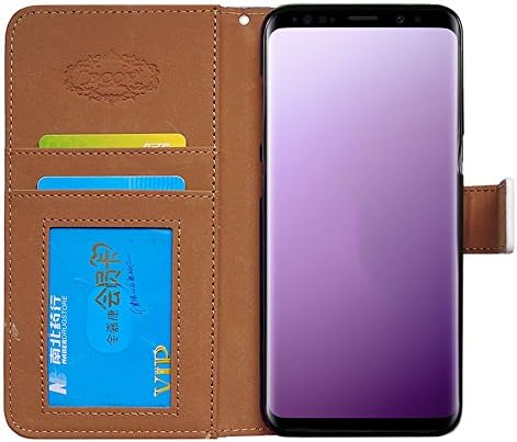 Bcov Galaxy S9 futrola, Crvena cvjetna cvjetna lubanja utor za karticu novčanik kože za Samsung
