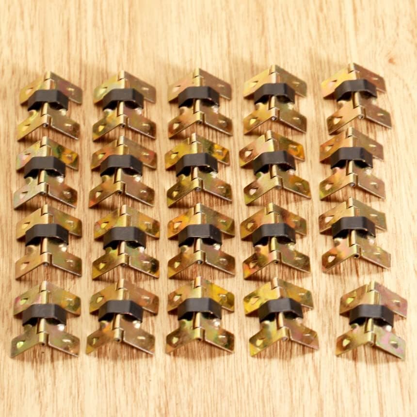 YFQHDD 20pc 20x18mm Retro Mini proljetne šarke Zlatni ormar Šarke Mala drvena poklon kutija Dekorativni