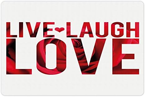 Ambesonne Live Laugh Love prostirka za kućne ljubimce za hranu i vodu, tipografske montaže