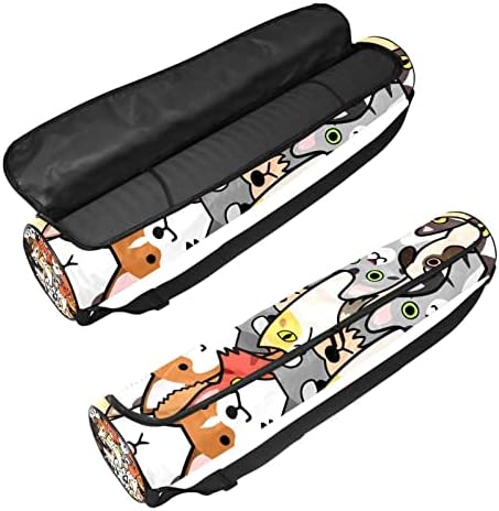 RATGDN Yoga Mat torba, šareni psi i mačke lica Vježba Yoga Mat Carrier full-Zip Yoga Mat torba za nošenje