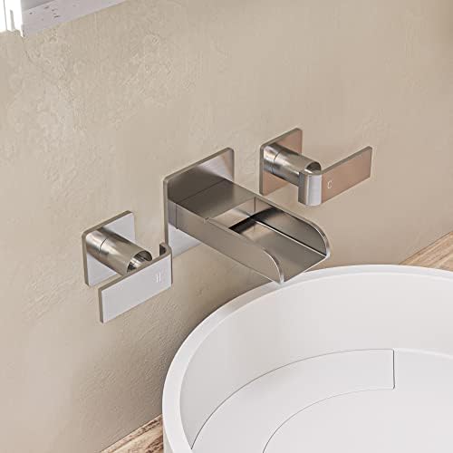 Alfi brend AB1796-BN brušeni nikl široko rasprostranjena zidna moderna slavina za kupatilo sa vodopadom,