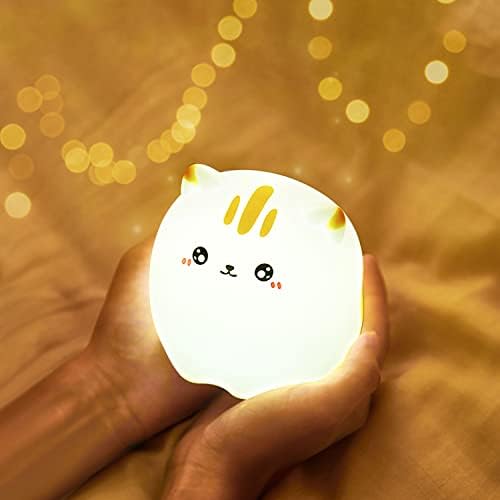Rolilink LED noćna svjetla za dječje Djece16 promjena boja, Cat silikonska Dječija noćna lampa punjiva sa daljinskim