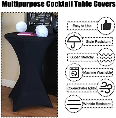 SUNTQ cocktail table Cover 32x43, Crni spandex stolnjak za koktel stolnjak, rastezljiva okrugla Highboy stolnjak