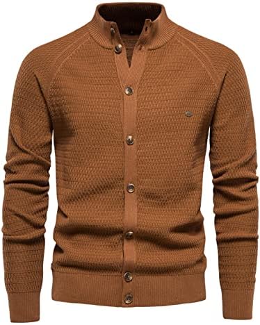 XXBR MENS Pleteni kardigan džemperi, jednokrilni štand Okrugli poslovni casual džemper jesen