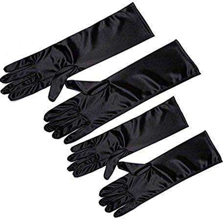 Utopiat - Audrey Style Mini saten operne rukavice za djevojke | Finest svila | Dostupno u crnoj boji