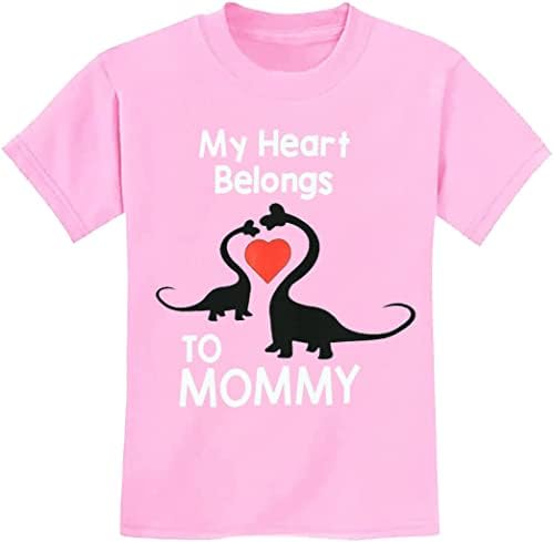 Majčin dan majica za djevojčice Toddler Moje srce pripada majici kratkih rukava majice Dinosaur Tees Toes 1-7
