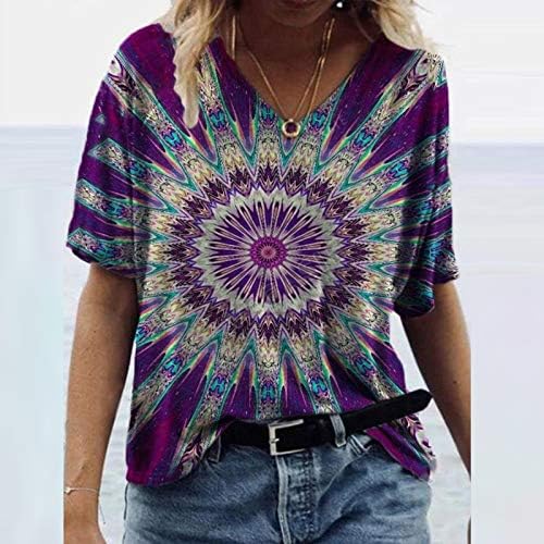 Ženski Ljetni Vrhovi Kratki Rukavi S V Izrezom Majice Na Plaži Kaleidoskop Mandala Havajska