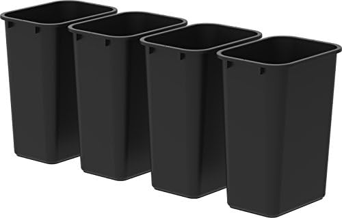Storex velika kanta za smeće od 10,25 galona-plastična kanta za smeće i otpad za ured i dom, 15 x 11 x 20,75 inča, Obsidijan, 4 pakovanja