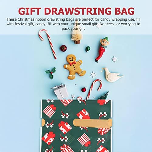 Aboofan 10pcs Božić Ribbon Drawstring torba praktična Božić Candy poklon torba mali poklon torbica za