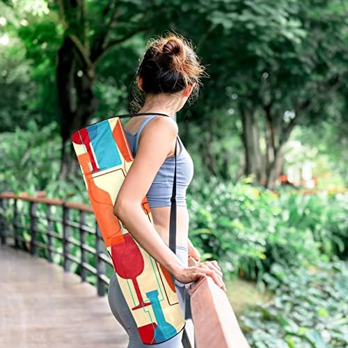 RATGDN Yoga Mat torba, čaša za vino uzorak vježbe Yoga Mat Carrier full-Zip Yoga Mat torba za nošenje