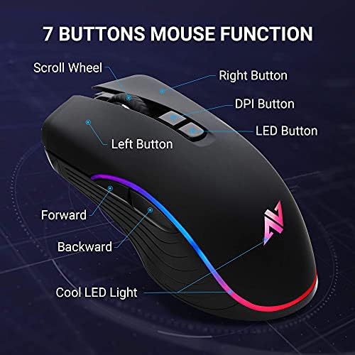 ABKONCORE AM6 gaming miš sa 4dpi nivoima, programabilnim dugmadima, žičanim ergonomskim USB računarskim mišem