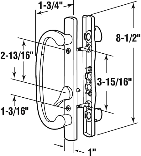 Primen line C 1280 set za klizne kliznih vrata - Zamijenite stare ili oštećene ručke vrata brzo i lako - zalaze na desnicu ili lijevu vrata - bijelu diecast, 3-15 / 16 rupe za ugradnju