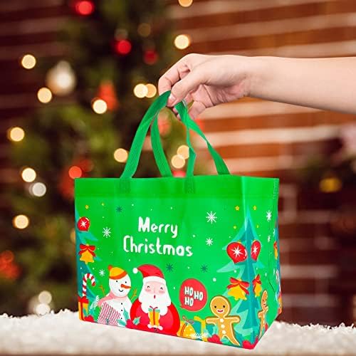 MHOYMP 16kom Božićne poklon torbe, Božićne torbe sa ručkama, multifunkcionalne netkane torbe za višekratnu upotrebu
