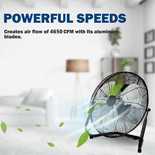 HealSmart 20 Inch 3-Speed high Velocity Heavy Duty metalni industrijski podni ventilatori tihi za kućnu,