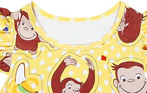 Toddler Curious Girls cartoon Dress little Kids George ruffle Sleeve slatka odjeća za igru