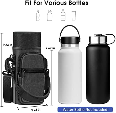 CaseBot torba za nošenje flaše za vodu, držač torbe za sportsku flašu vode sa podesivim remenom za ruke i 2 džepa za muškarce i žene koje planinare kampovanjem putuju