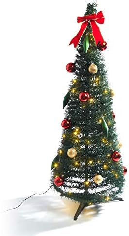 Pop up božićno drvcu sa svjetlima - 4ft, sklopljivo za jednostavno skladištenje, 100 toplih