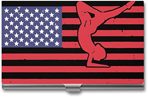 Gimnastičar sa američkom zastavom držač posjetnica metalna džepna torbica za posjetnice personalizirani