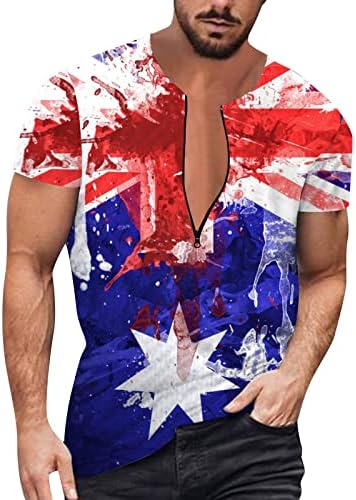 Ljetne muške majice Casual stilske muške ljetne zastave za Dan nezavisnosti digitalna 3D štampa Zipper t Tuxedo majice