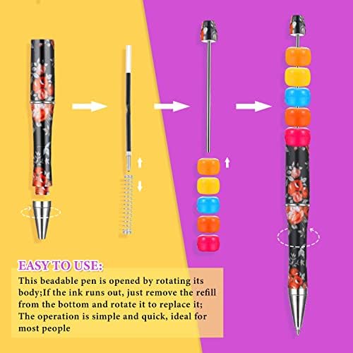 PerKoop Plastične olovke za perle cvjetne olovke za perle razne olovke od perli Crna mastila hemijska olovka