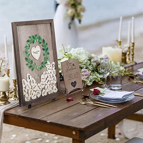 Alternativni komplet knjige gostiju za vjenčanje Aivanart, drvena srca za knjigu gostiju i vjenčani znak rustikalni