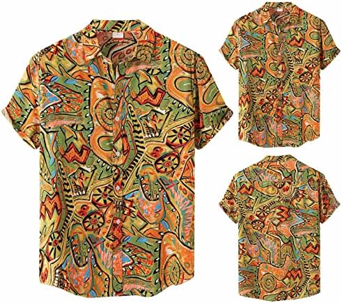 XXBR MENS Havajski majice, 2022. ljeto kratki rukav niz majica Grafički tiskani opušteni fit casual
