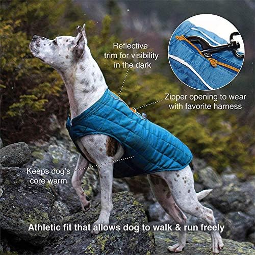 Kurgo Loft Dog Jacket - Reverzibilni Flis Zimski Kaput - Zaštita Od Hladnog Vremena-Nosite Sa Pojasom Ili