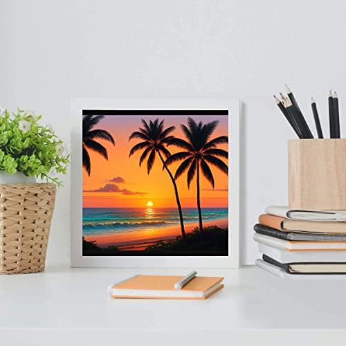 Akche Diamond slikarskih setova - Hawaii plaža, kokosova stabla i sunset Dijamantna umjetnost za odrasle