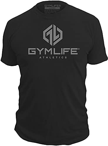 GYM LIFE Muška Power Up atletske performanse kratki rukav trening T-Shirt, Crna
