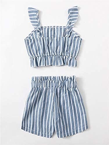 Kupretty Toddler Baby Girls Ljetna odjeća prugasti ruffles prsluk usjeva vrhunske kratke hlače za kratke hlače
