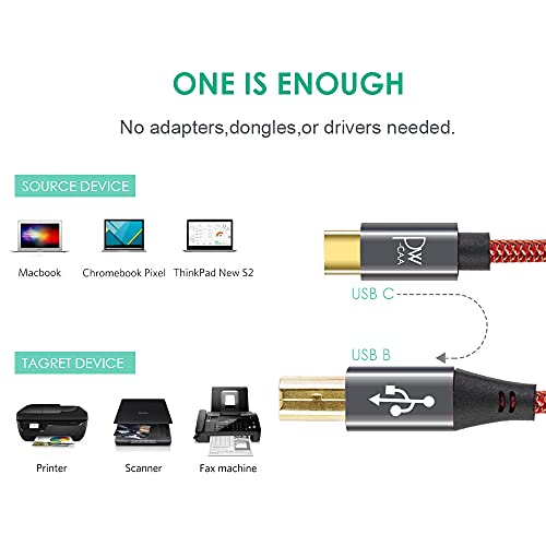 PW-CAA USB C printeri TIP C DO USB B Kabel pisača USB C MIDI kabel za Macbook Pro HP Canon Brother-98ft