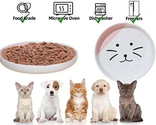 Plitka keramička ploča za hranu za mačke, mačka mokra hrana i ravno jelo za mačke od sirovog mesa;