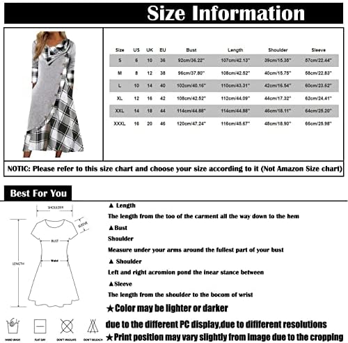 NOKMOPO Plus Size formalne haljine za žene modni karirani šavovi dugmad džepovi na vratu duga rukava