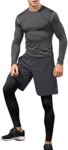 Sušenje elastičnih dugih dugih dugih odijela o muški vrat sportski rukav fitness hlače casual brzi muškarče odijela i klasična odijela siva