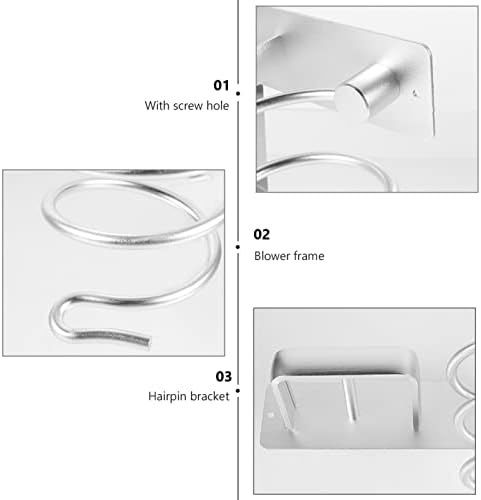 2Sets spiralni poklon nosač za montiranu sušilicu s policama za nosače držač organizatora srebrna aluminijska legura za skladištenje nosača za kosu stiling u kupaonici Zidni udarci viseći vješalica