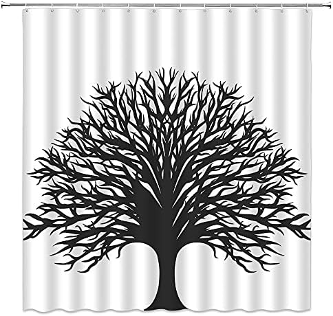 Crno-bijelo stablo tuš za tuširanje sažetak drveća Podružnica silueta uzorak retro umjetnosti Šuma Jednostavna