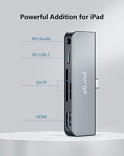 iPad Pro Adapter, USB C Hub Dongle Adapter za iPad Pro 2020-2018 i iPad Air, sa 4K HDMI, USB-C PD, 3.5 mm Audio