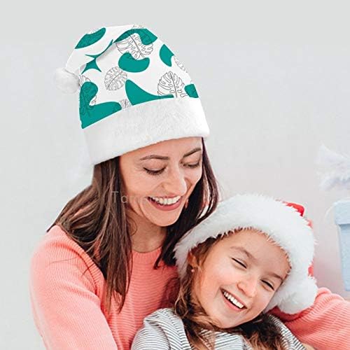 Božić Santa šešir, apstraktne tropske biljke Božić Holiday šešir za odrasle, Unisex Comfort Božić kape za Novu godinu svečani kostim Holiday Party događaj