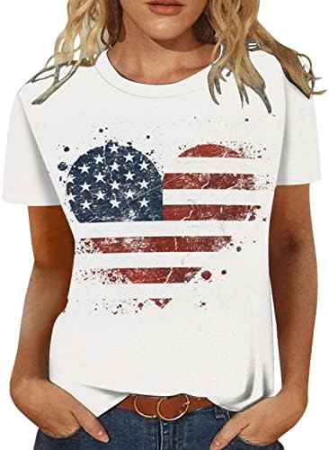 Kratke rukave majice za djevojčice Crewneck Butterfly američka zastava Star Heart grafički Casual