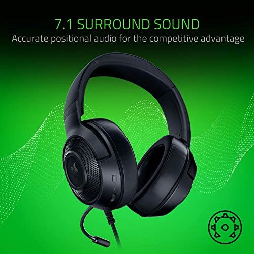Razer Kraken X ultralake Gaming slušalice: 7.1 Surround zvuk - Lagani aluminijumski okvir - savitljivi Kardioidni